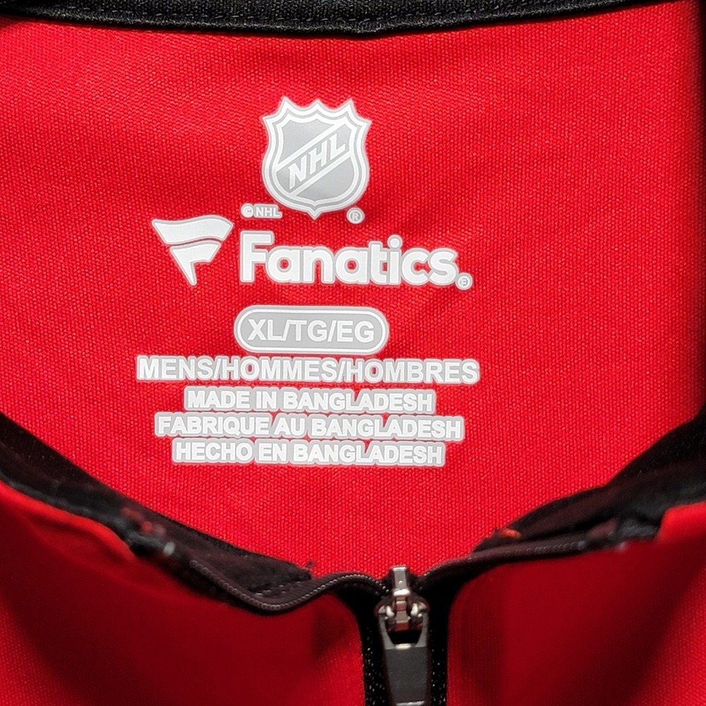 Fanatics Chicago Blackhawks NHL Hockey 1/4 Zip Pullover Shirt Mens XL Red Black - Picture 3 of 5